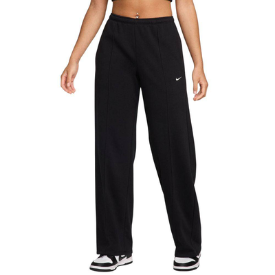 Nike sportswear womens chill terry mid-rise open hem pant, Black / Sail, medium