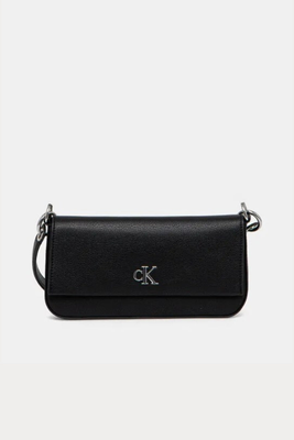 Minimal monogram shoulder bag, Black, medium