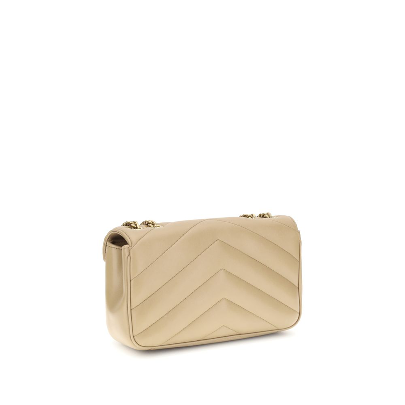 Beige lamb ovis aries aries shoulder bag-null