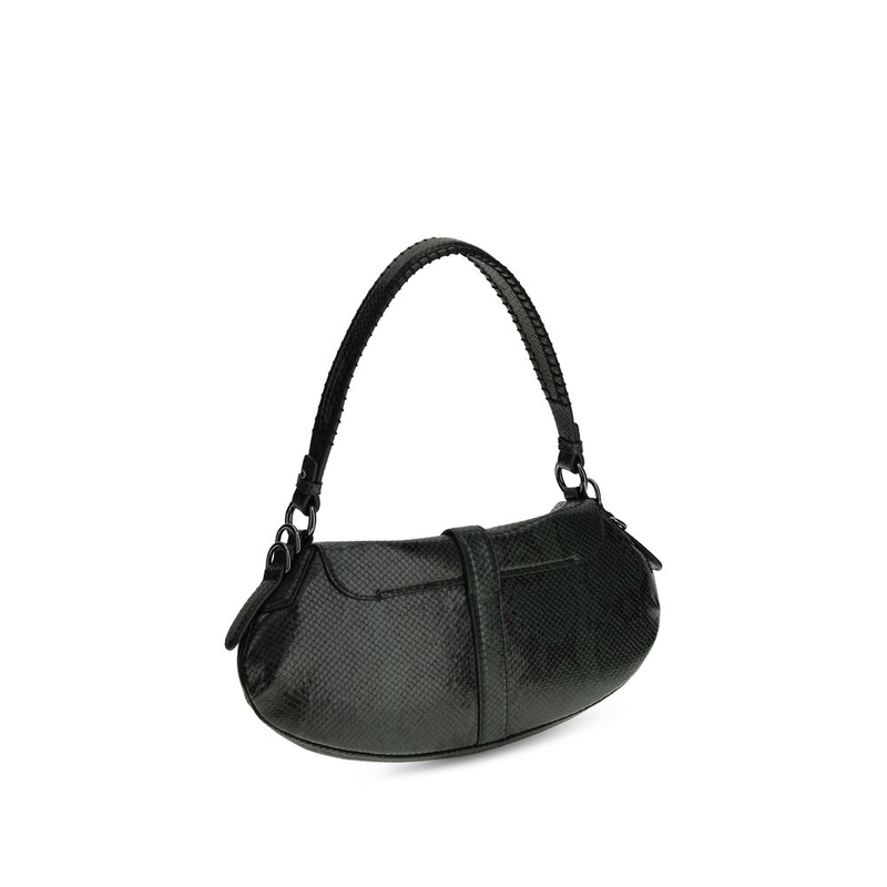 Blue recycled leather shoulder bag-null