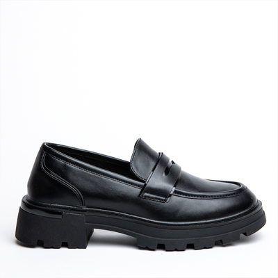 Miss belgini loafer pumps with elevated rubber heel
