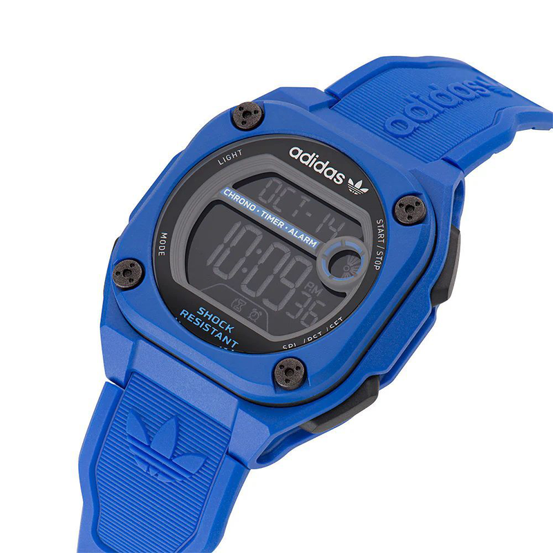 Blue synthetic digital watch-null