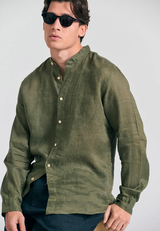 Funkybuddha linen shirt mao-null
