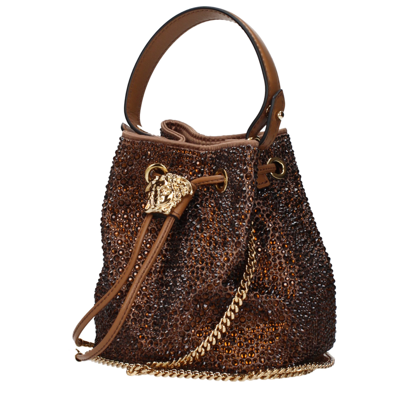 Brown satin handbag-null