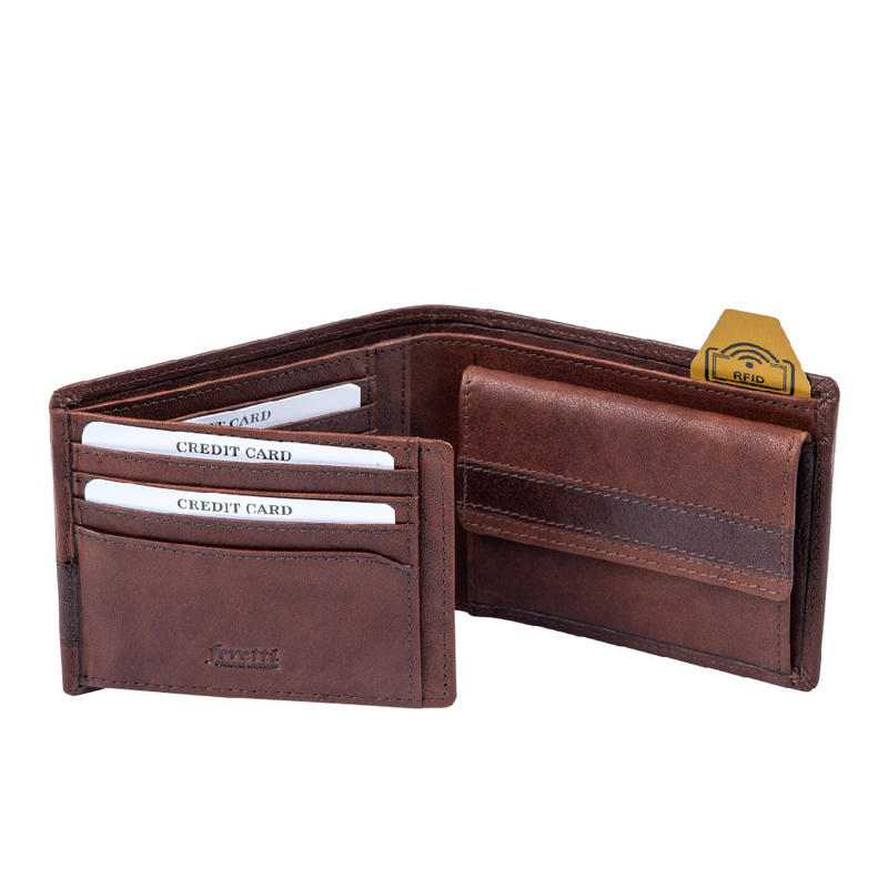 Feretti &ndash; men&rsquo;s leather double wallet &ndash; cognac / brown-null