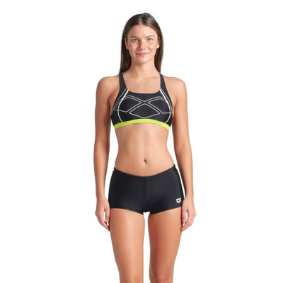 Graphic swimsuit swim pro two pieces, Black / Green, medium