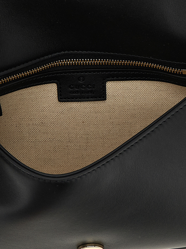 Black calfskin shoulder bag-null