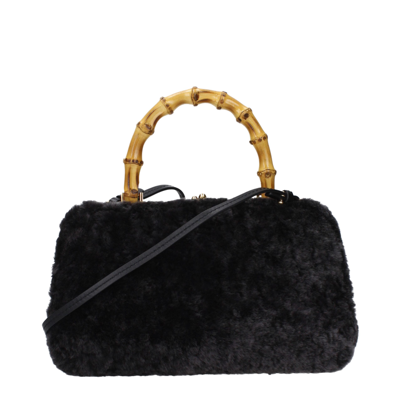 Black fur handbag-null
