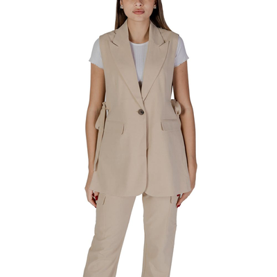 Beige polyester waistcoat, Beige, medium
