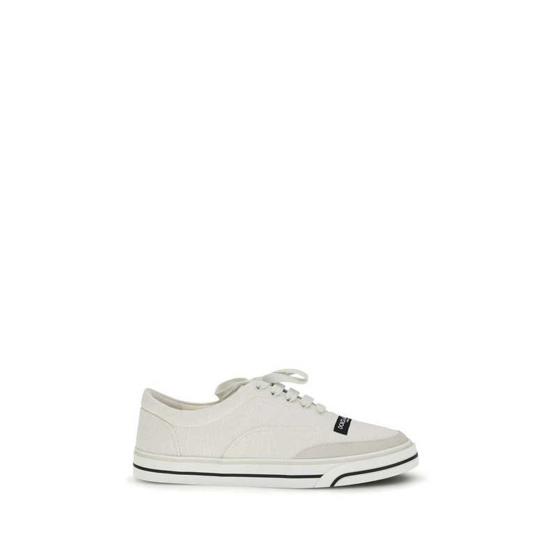 White linen low top sneakers-null