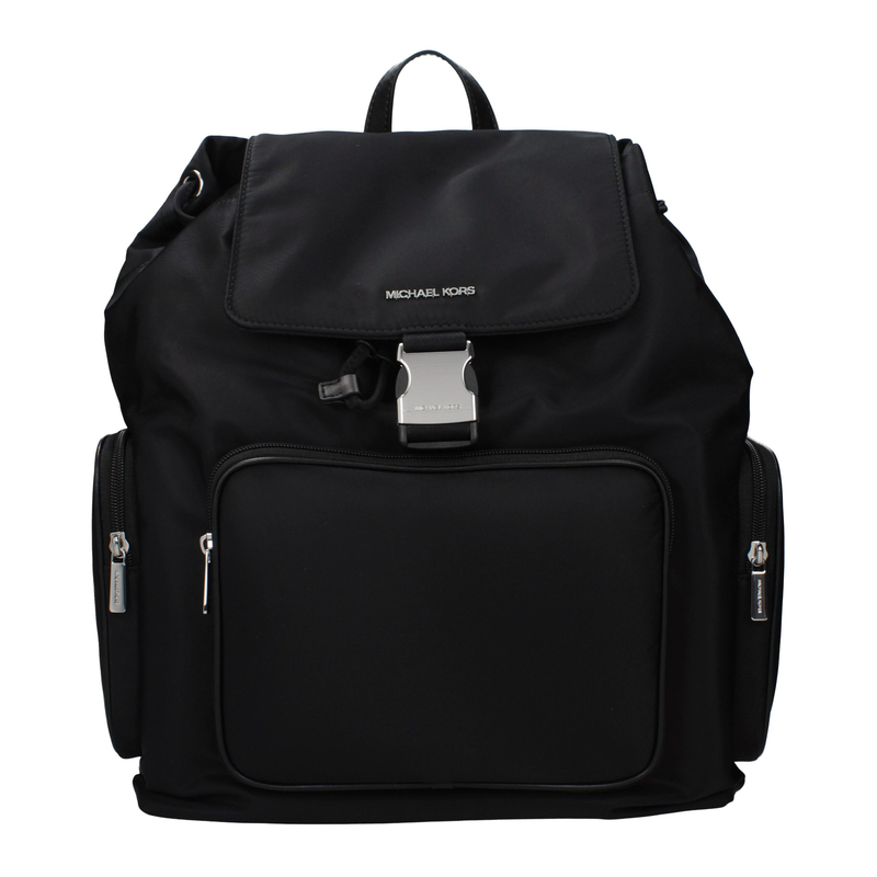 Black fabric backpack-null