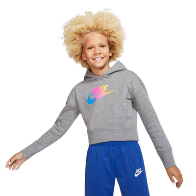 Girls ff cropped hoodie, Carbon, medium