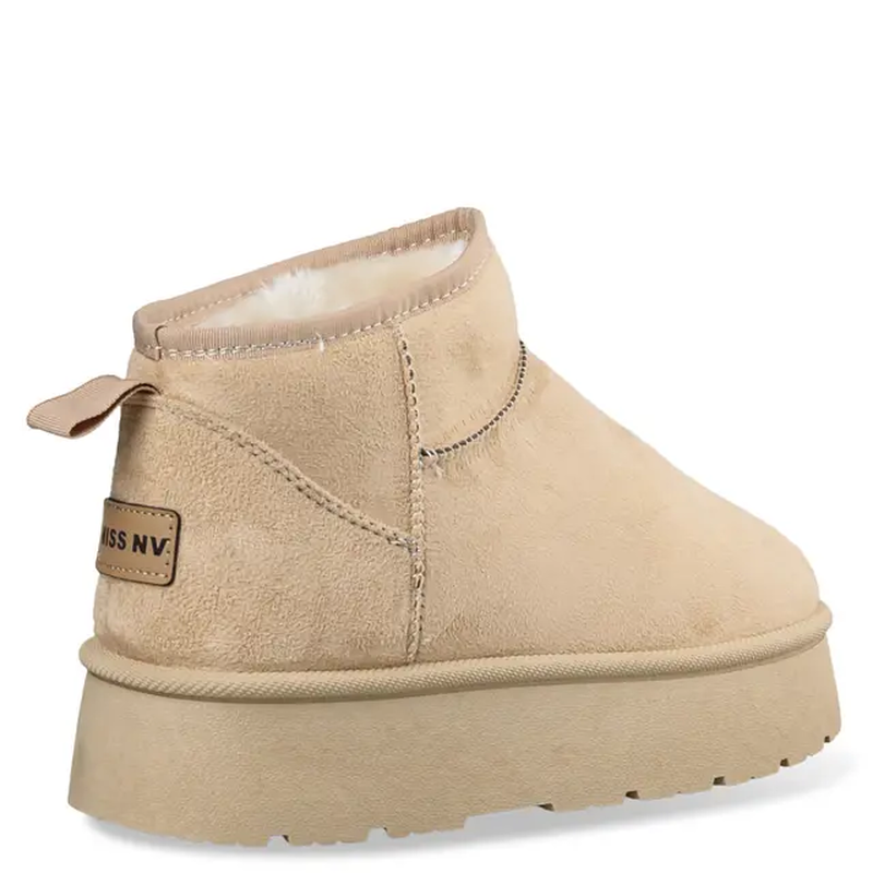 Faux shearling booties - beige-null
