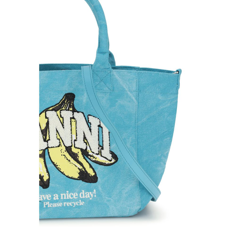 Blue recycled cotton shoulder bag-null