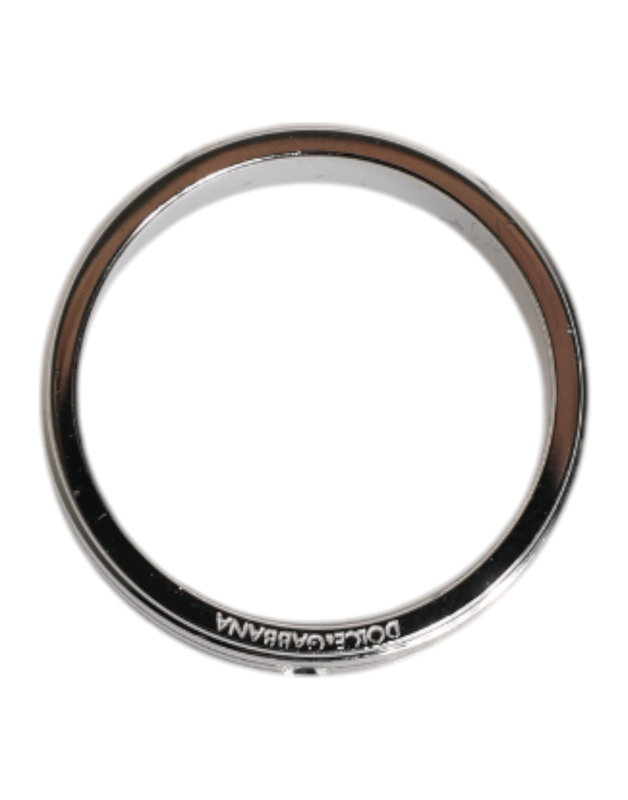 Silver tone brass clear crystal dg logo ring-null