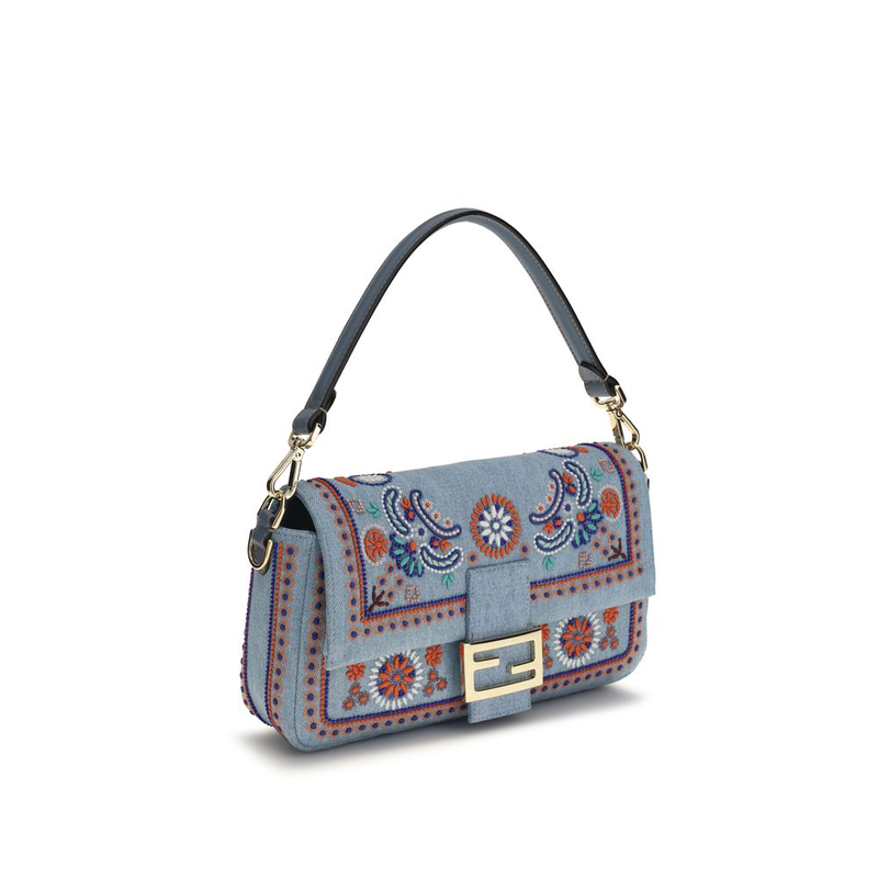 Blue cotton shoulder bag-null