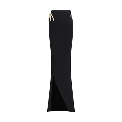Black cotton long skirt, Black, medium