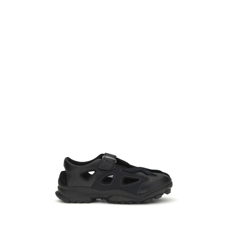 Black calf leather bos taurus flat sandals-null