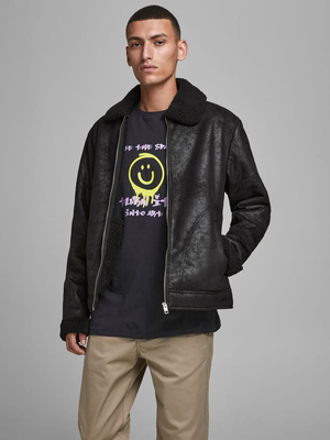 Jack &amp; jones aviator faux leather jacket