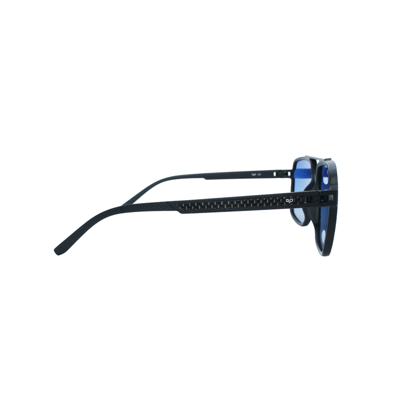 OJO sunglasses man square black frame and temples with carbon fiber with polarised gradient blue len image number null