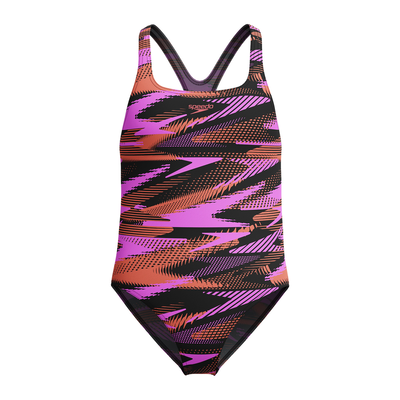 Speedo girl's hyperboom allover medalist, Purple, medium