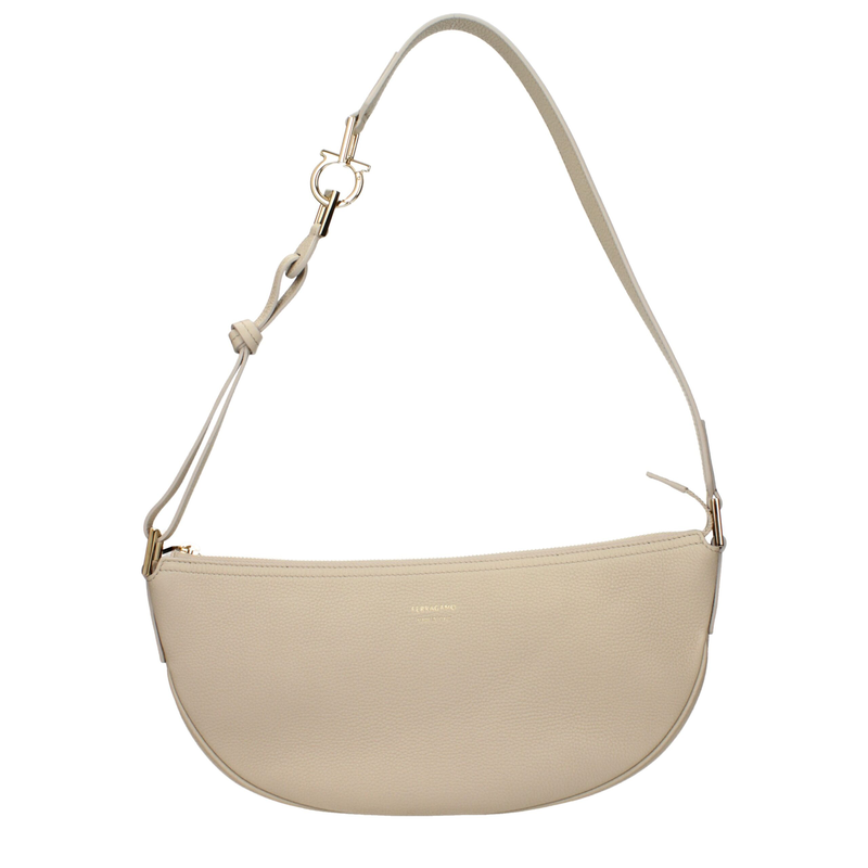 Gray leather shoulder bag-null