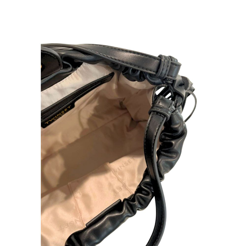 Black pu women shoulder bag-null