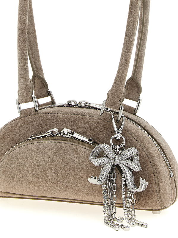 Gray lamb leather shoulder bag-null