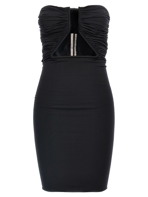 Black nylon short dress, Black, medium