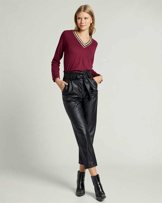 Trouser belted eco leather-null