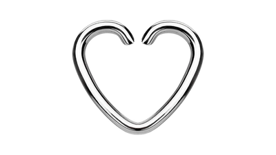 Surgical steel heart daith hoop silver, , medium