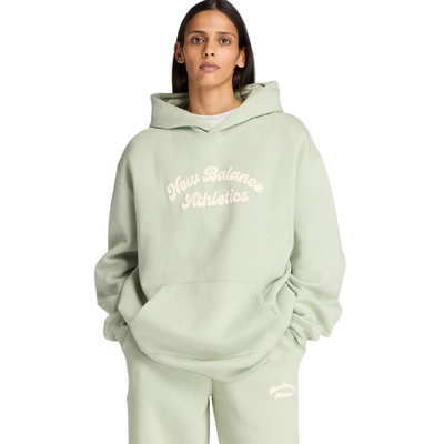 Linear heritage fleece long hoodie, Aloe, medium