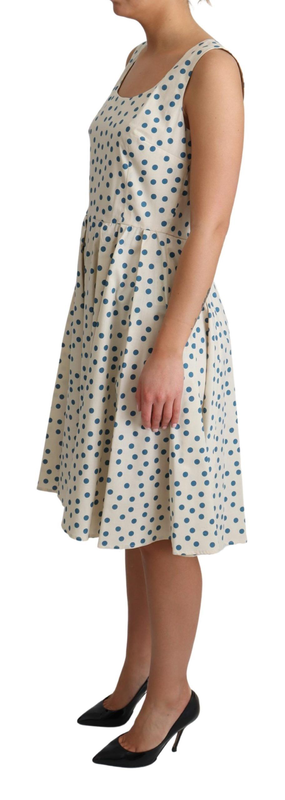 Beige dotted cotton a-line gown dress-null