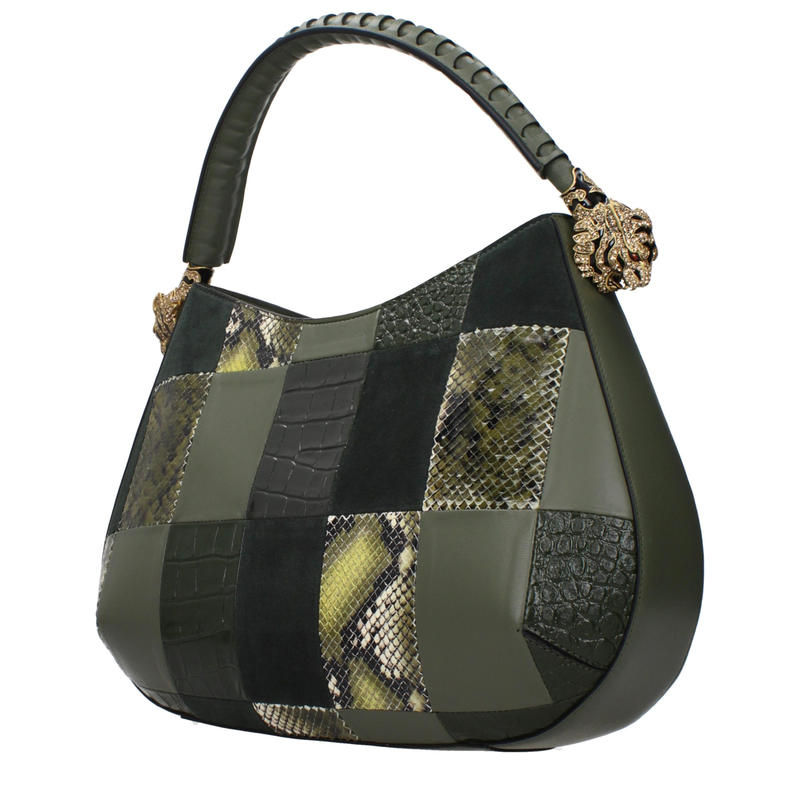 Green leather handbag-null