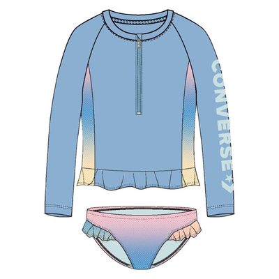 Little girls 2-pieces rash guards, Blue, medium