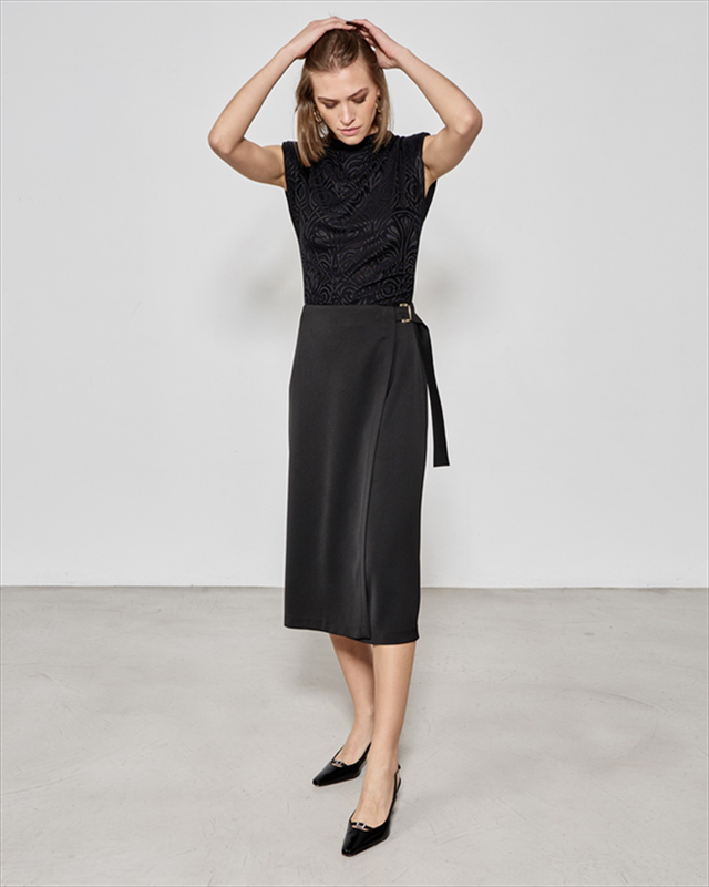 Midi skirt crepe-null