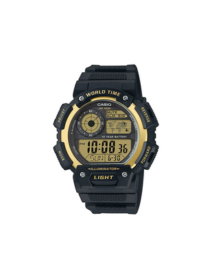 Casio ae-1400wh-9avdf silicone black chrono timer alarm digital mens, , medium