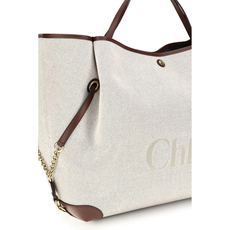 Beige cotton shoulder bag-null