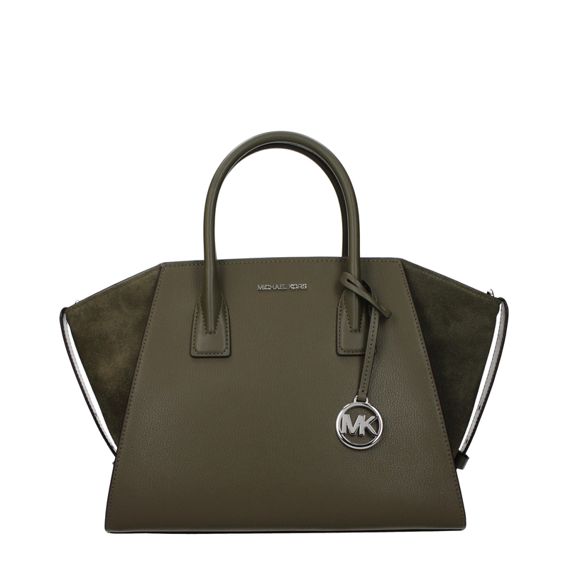 Green leather handbag-null