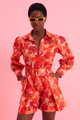 Sunset linen shirt, Red, medium