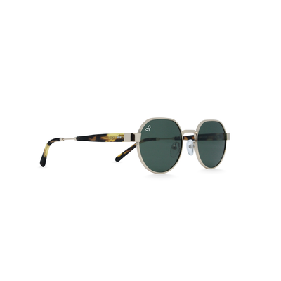 OJO sunglasses handmade round gold frame and shell gold temple with green polarised lenses rx, , medium