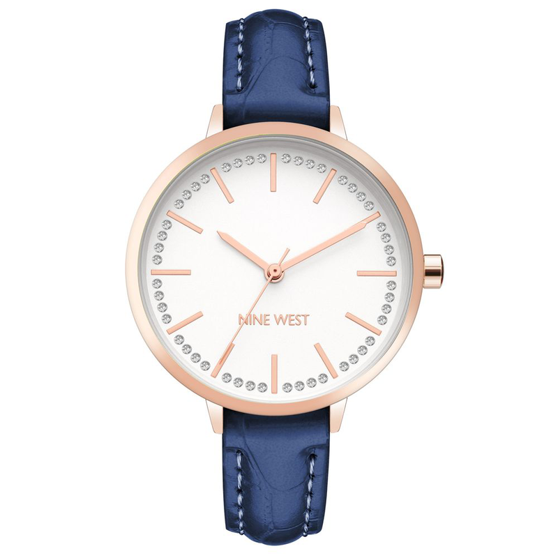 Blue leather dress watch-null