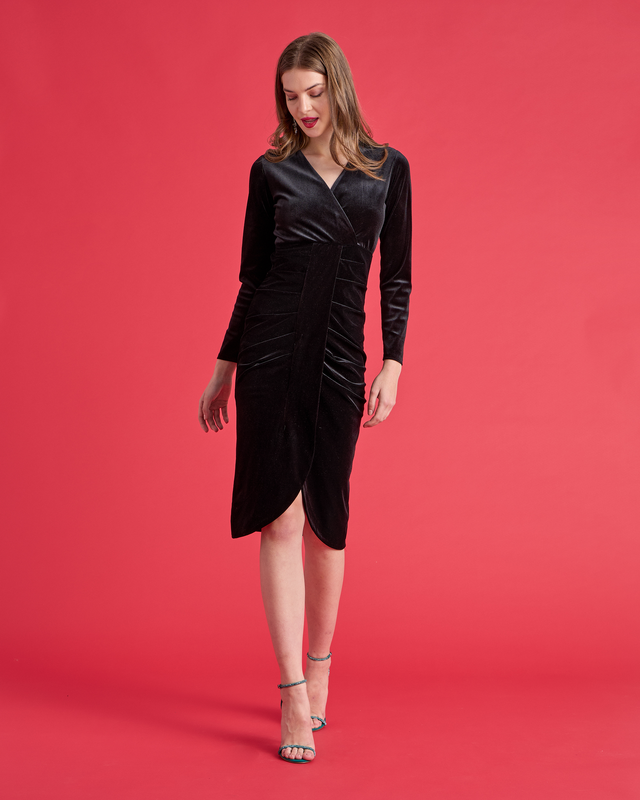 Velvet dress cross front image number null