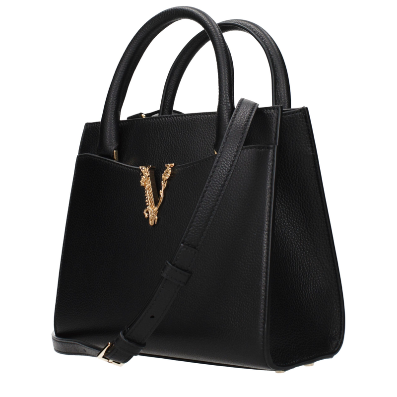 Black leather handbag-null