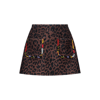 Tc dolce vita boucle leopard skirt kid, Brown, medium