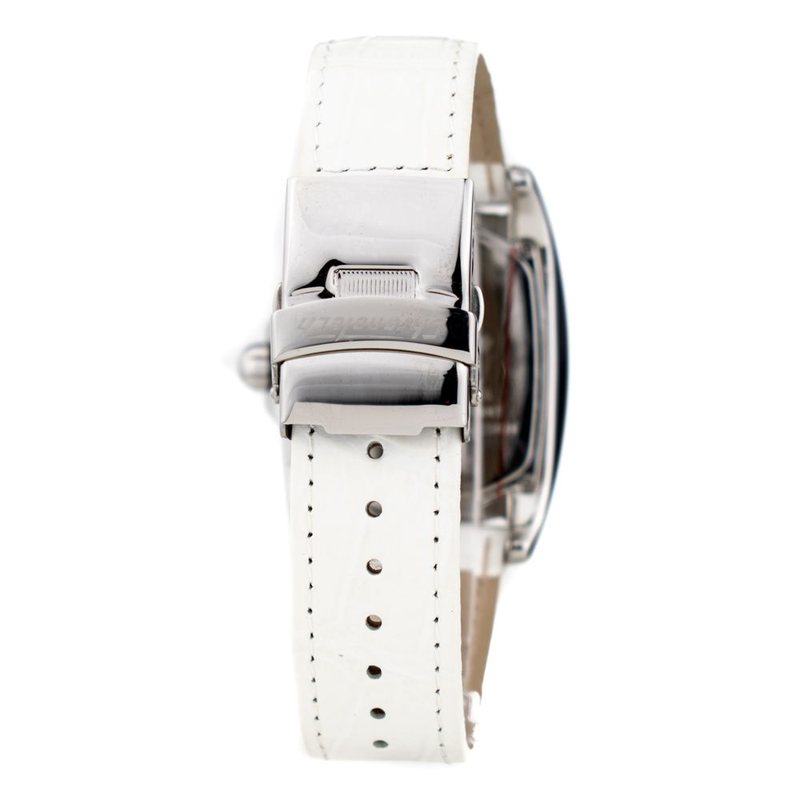 White leather dress watch-null