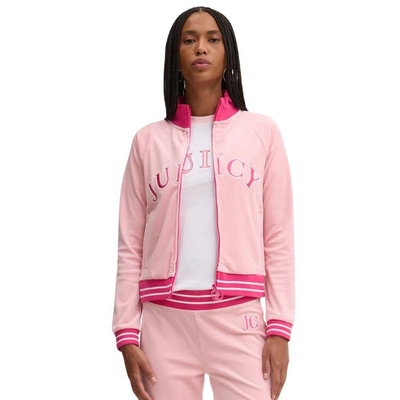 Collegiate resia recycled velour oversized track top, Cherry Blossom, medium