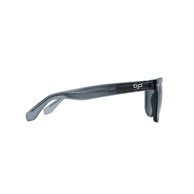 OJO sunglasses everyday square clear grey frame and temples with grey black lenses rx-null