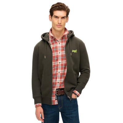 Essential logo zip hoodie, Dark Grey, medium