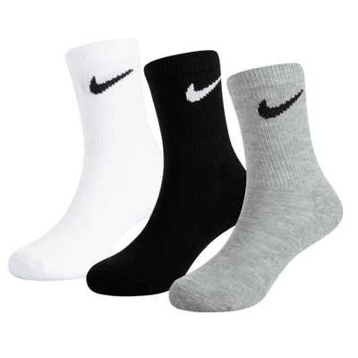 Kids basic pack crew 3-pairs socks, White / Black / Grey, medium